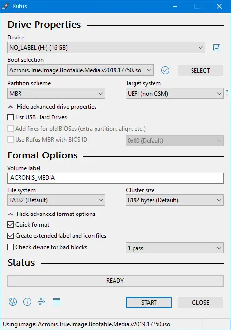 creating a bootable usb drive from acronis true image iso